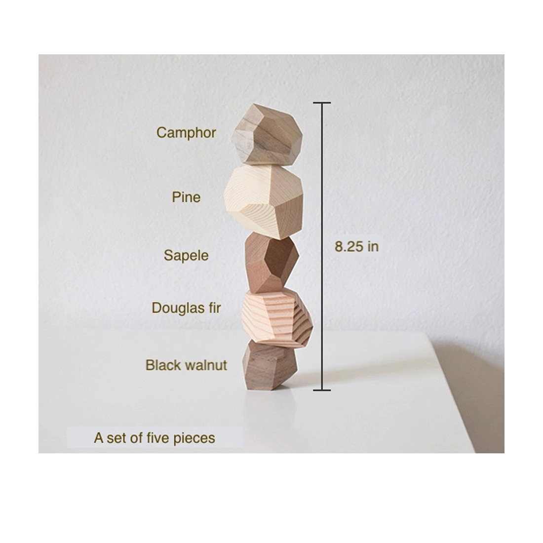 5 Color Stone Wood Blocks Puzzle