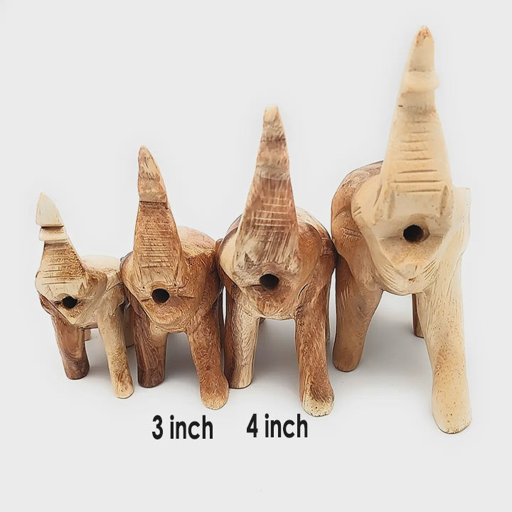 Carved Wood Trumpeting Elephant