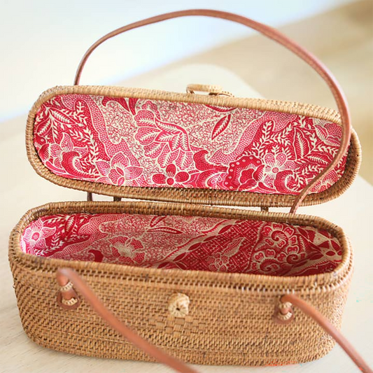 Bali Oblong Rattan Bag w Handles