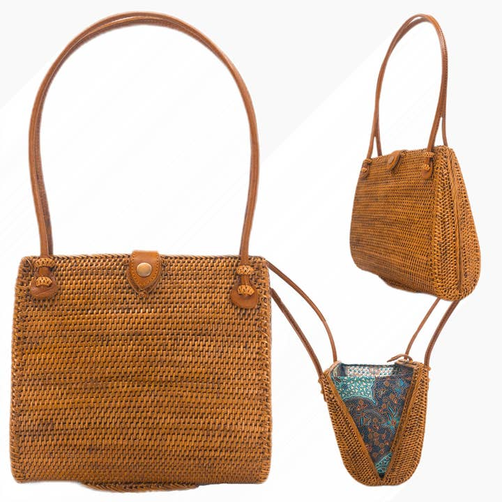 Bali Rattan Underarm Clutch w Handles