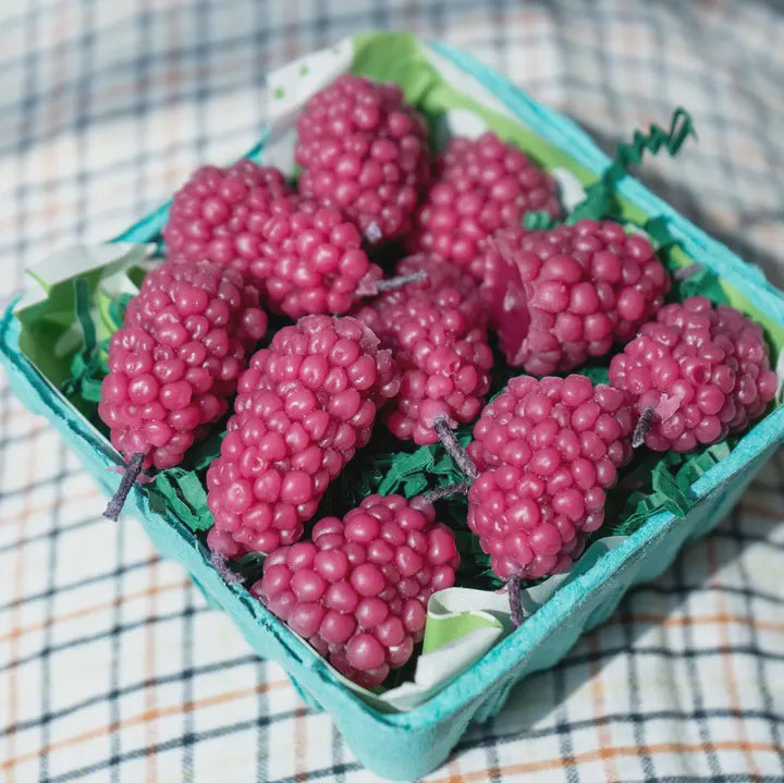 Pink Blackberry Beeswax Birthday Candles