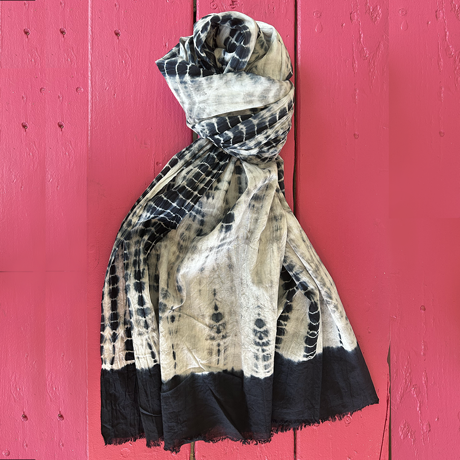 Sarong Cotton Tie Dye - black+white