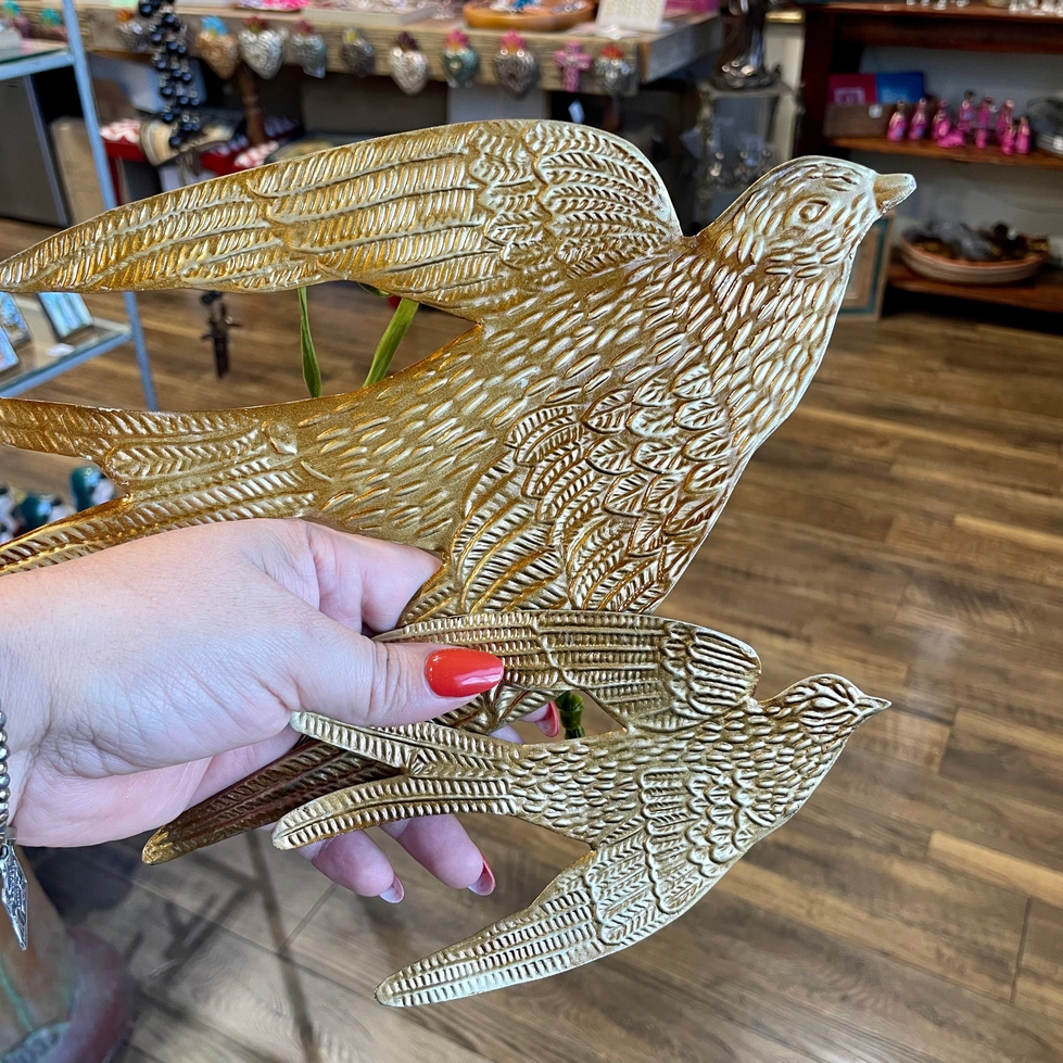 Pressed Metal Bird Ornament - assorted