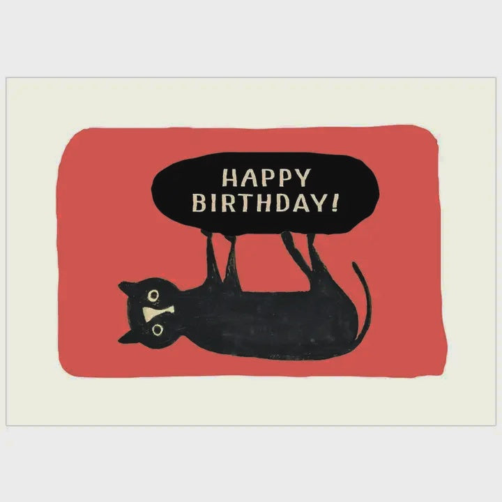 Upside Down Cat Birthday Card