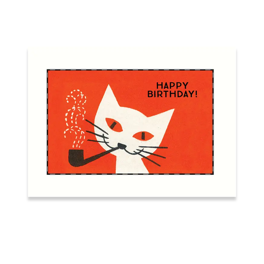 Cat with a Pipe - Birthday Card