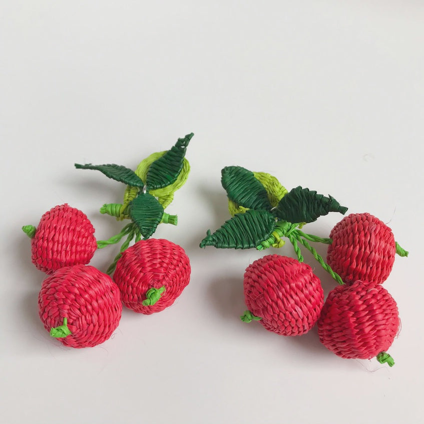Iraca Woven Cherry Earrings