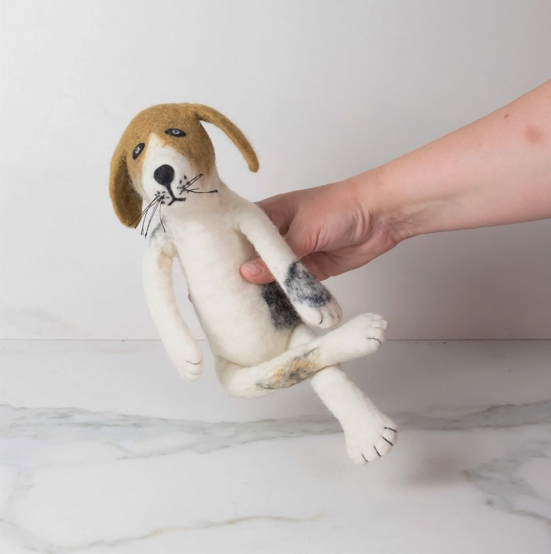 Handmade Felted Spotty Dog