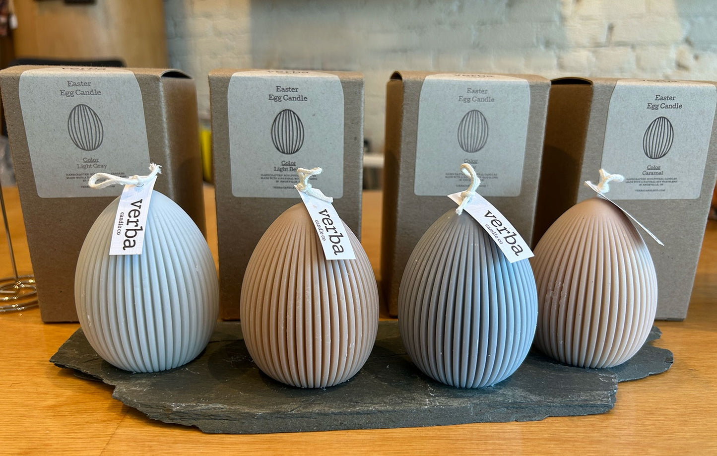 Large Striped Egg Candles