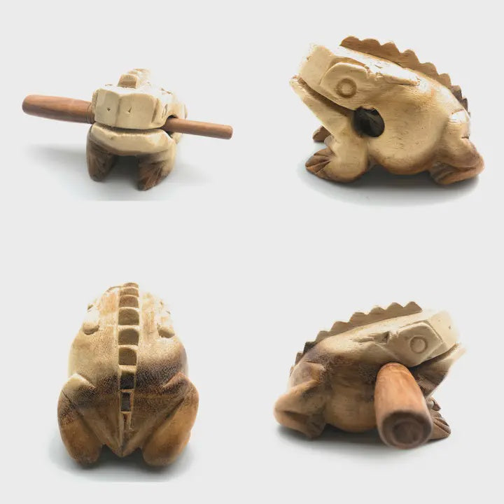 Carved Wood Croaking Frog