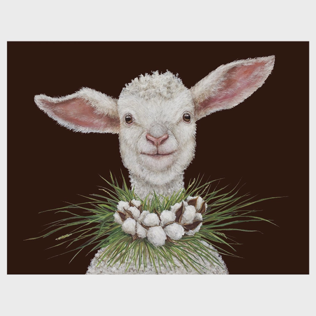 Lamb With Cotton Necklace - Card