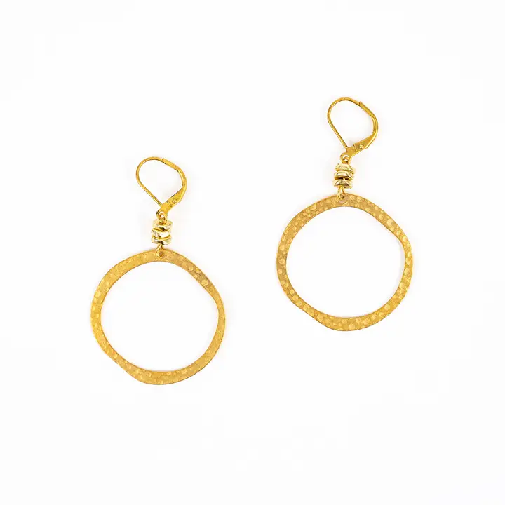 Hammered Brass Hoop Earrings