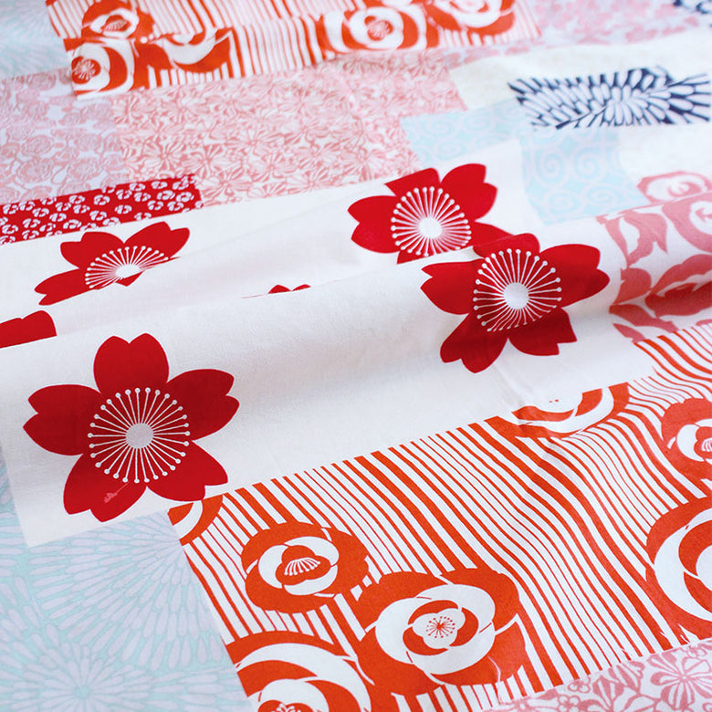 Furoshiki - Hana-zukushi Red