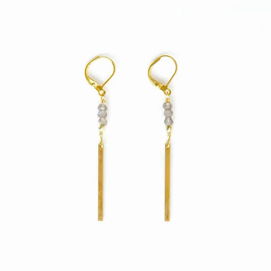 Labradorite and Bar Earrings