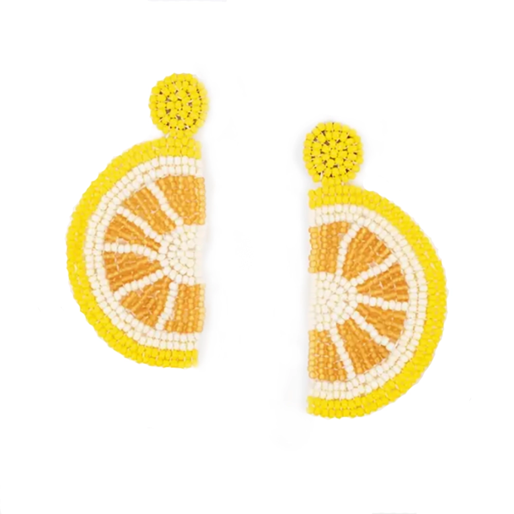 Lemon Slice Beaded Post Earrings
