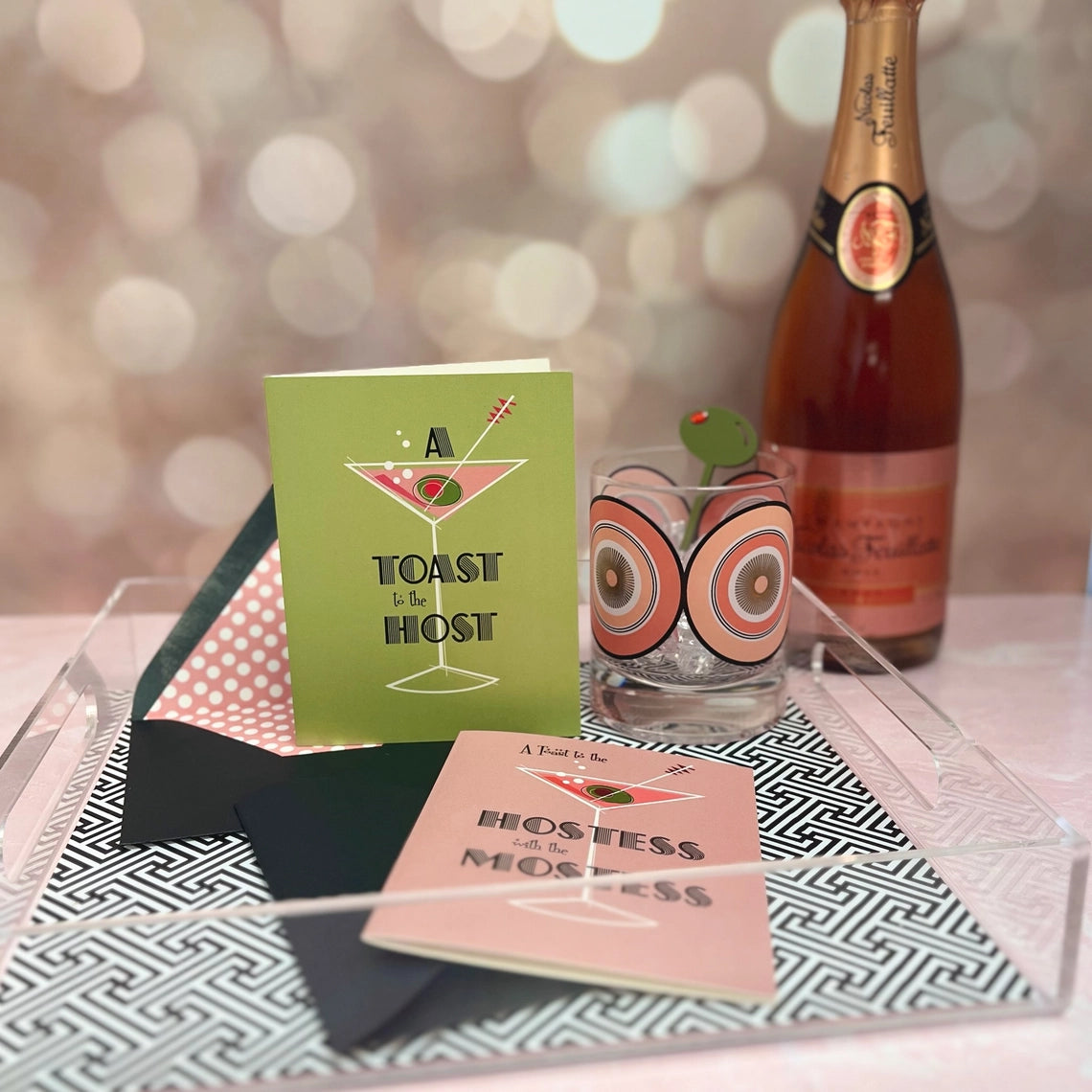 Black Lattice Pop Art Lucite Serving Tray