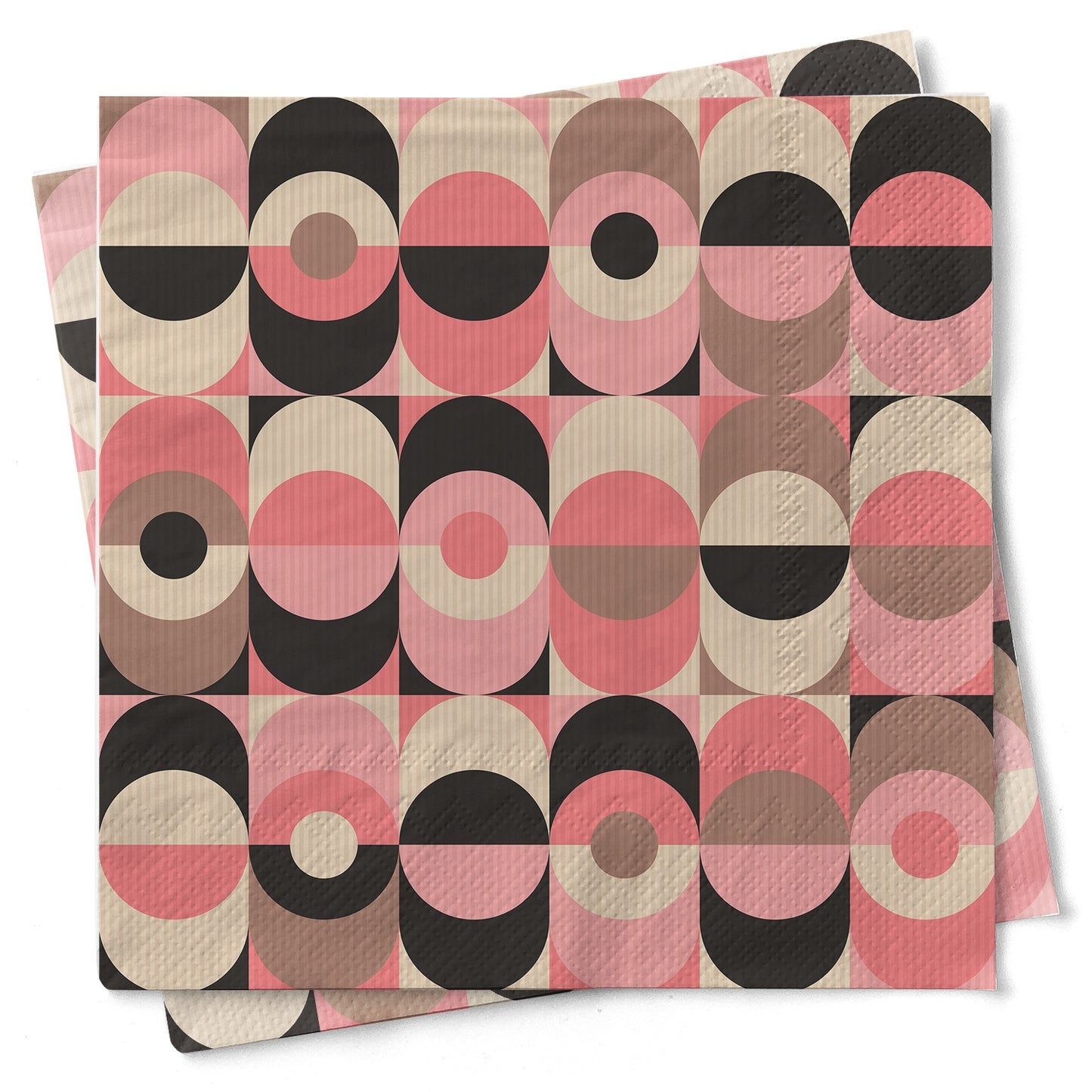 Pink Black Circle Oval MCM Cocktail Napkins