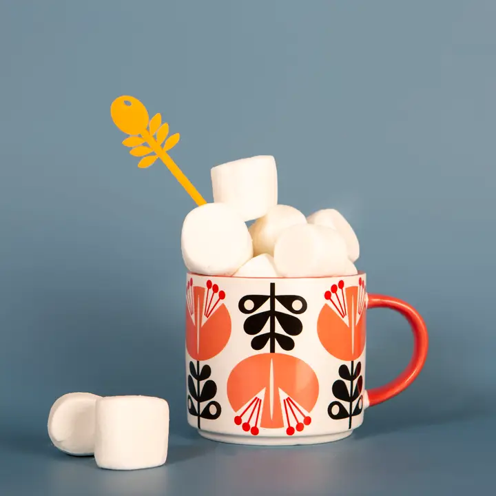 Mod Coral Lily Flower Coffee Mug