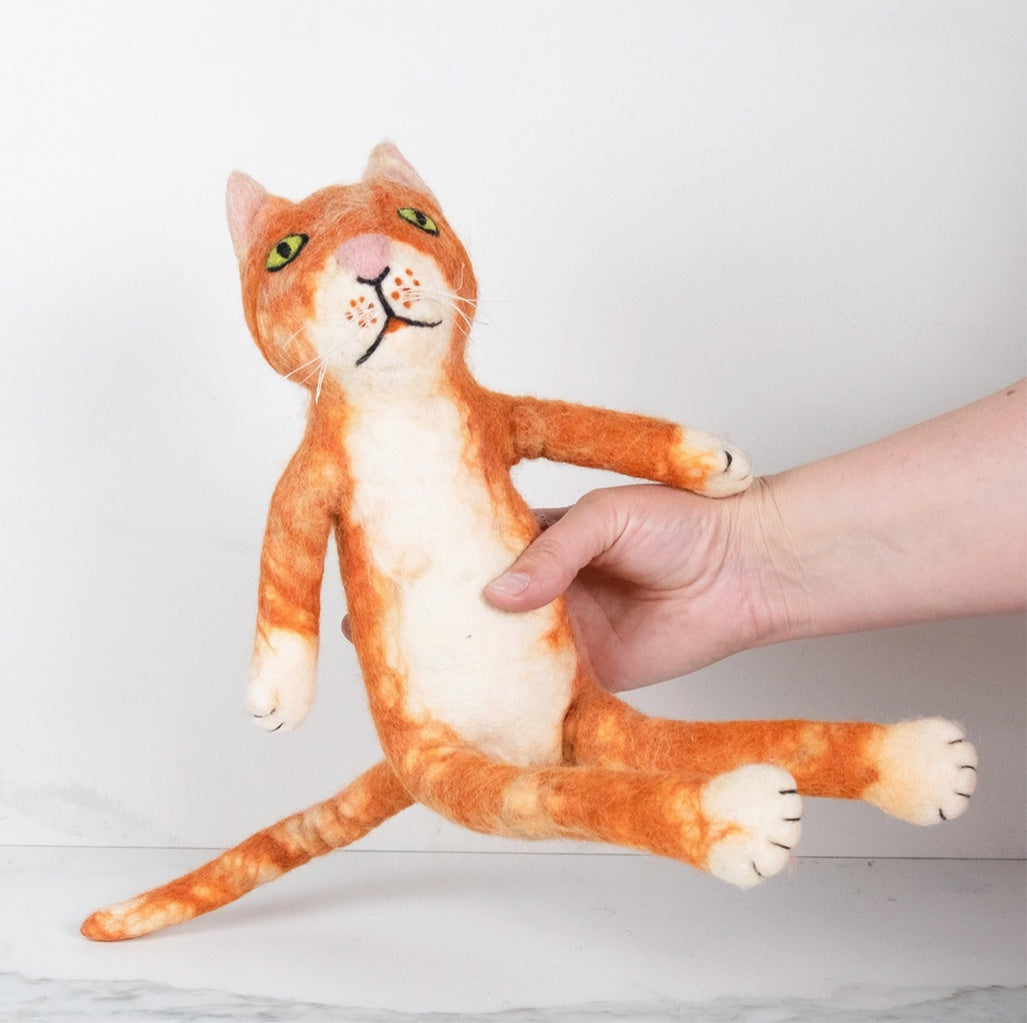 Handmade Orange Sitting Cat - Large