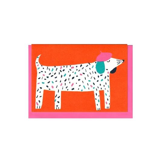 Spotted Dog in Beret Card