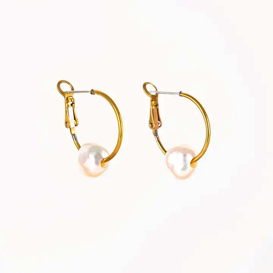 Large Pearl Hoop Earrings