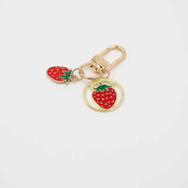 Knitted Strawberry Keychain