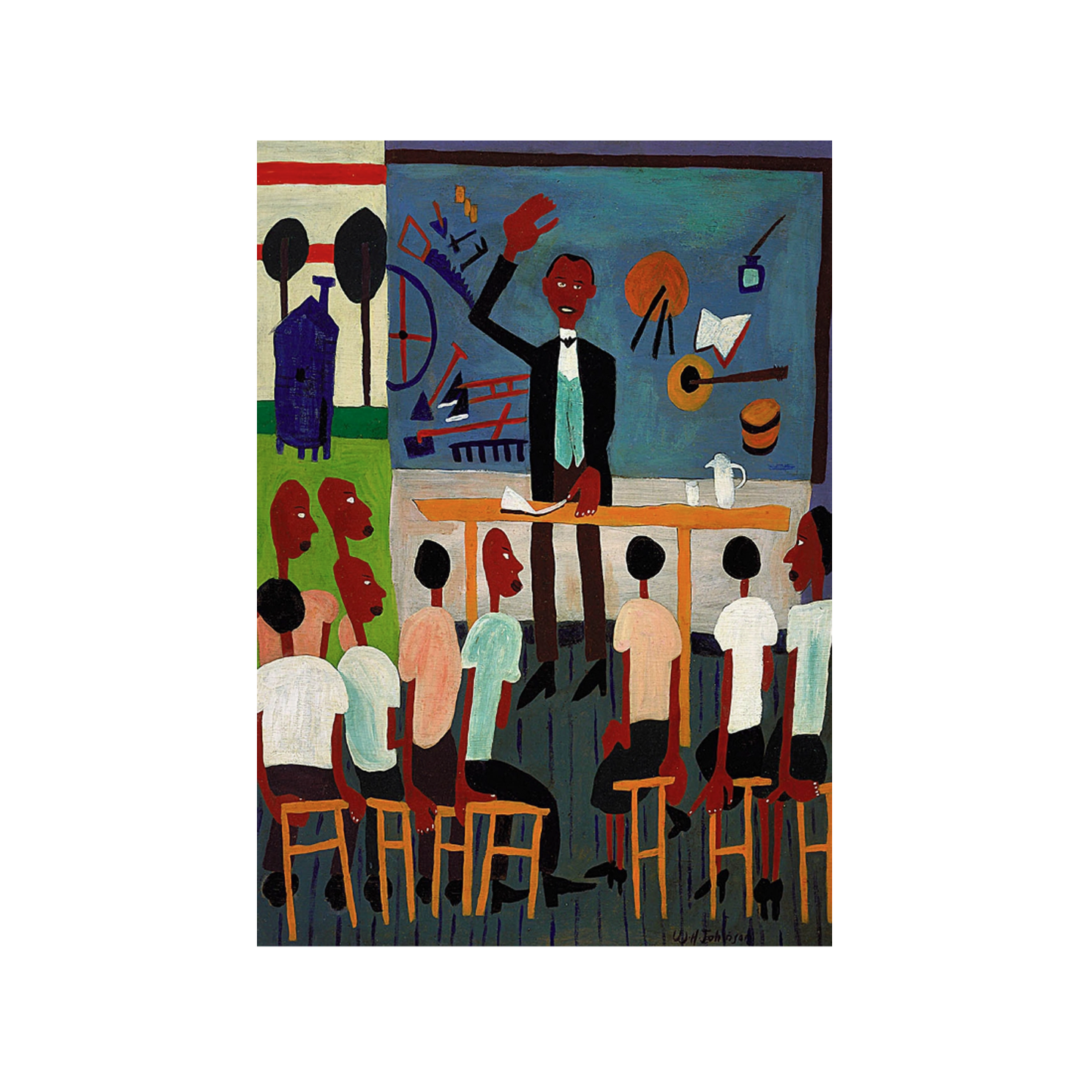 School by William H. Johnson - Greeting Card