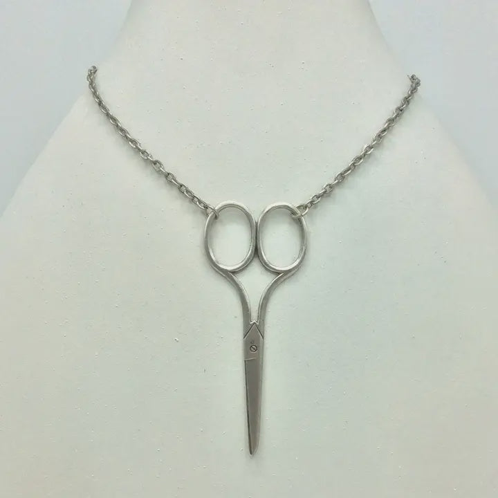 Scissors Necklace Silver Plated