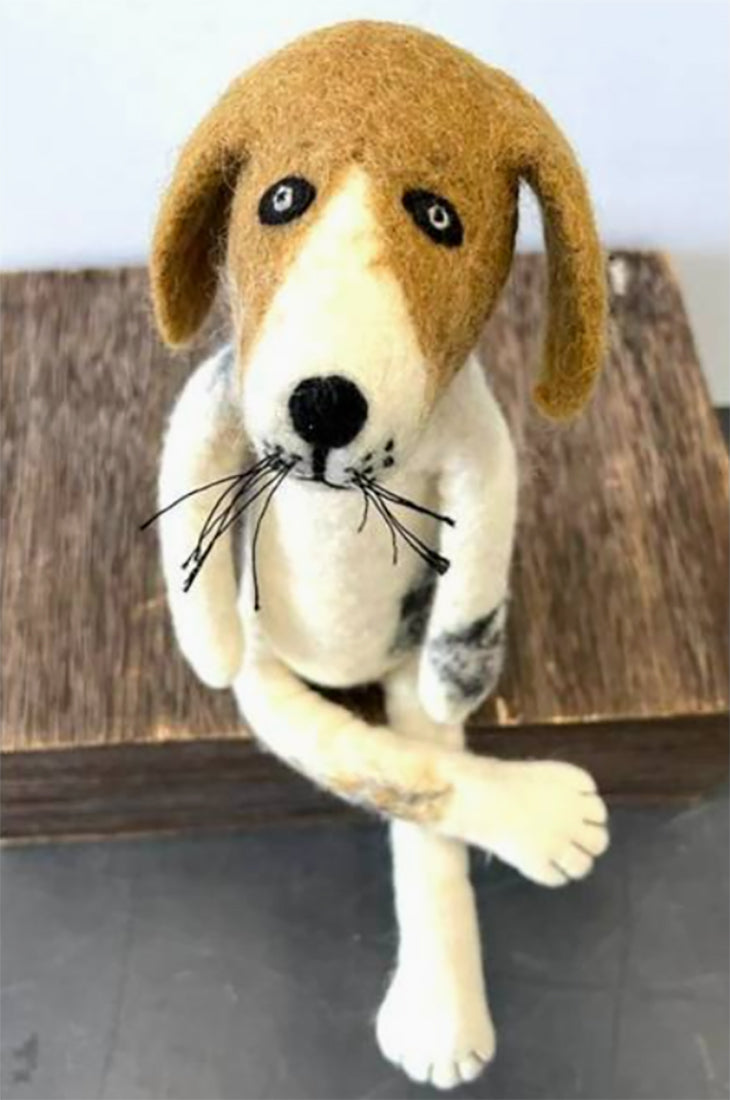 Handmade Felted Spotty Dog