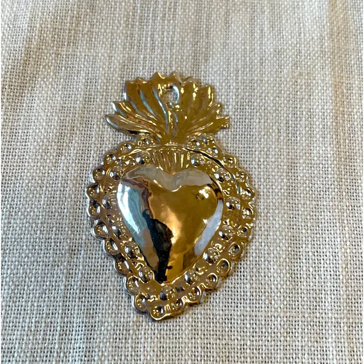 Silver Plate Milagro Heart - small