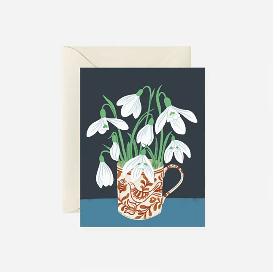 Snowdrops in a Mug Greeting Card