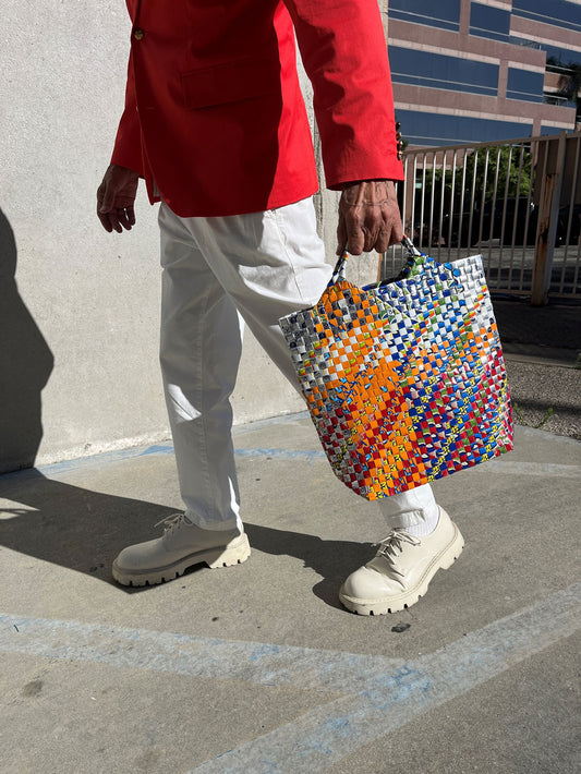 Upcycled Woven Tote (Assorted Colors)