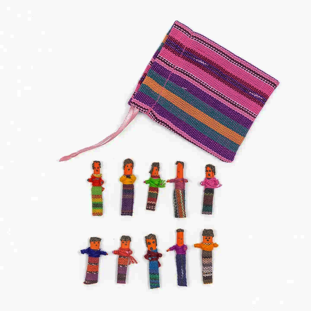 Tiny Guatemalan Worry Dolls in a Bag