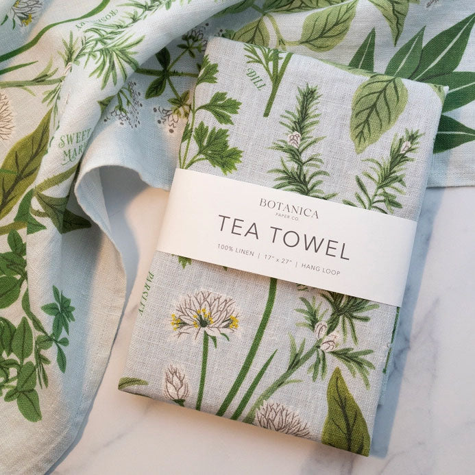 Herb Garden Linen Tea Towel