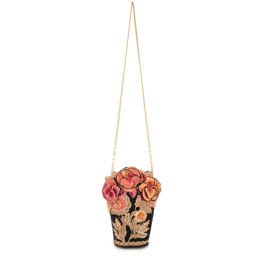 Floral Bouquet Beaded Crossbody Handbag