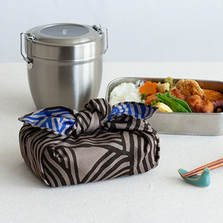 Furoshiki - Reversible Knot - Gray + Blue