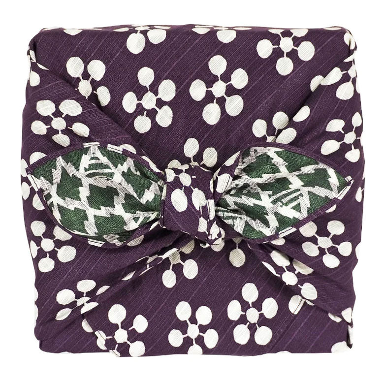 Furoshiki - Reversible Flower and Pine - Purple + Green