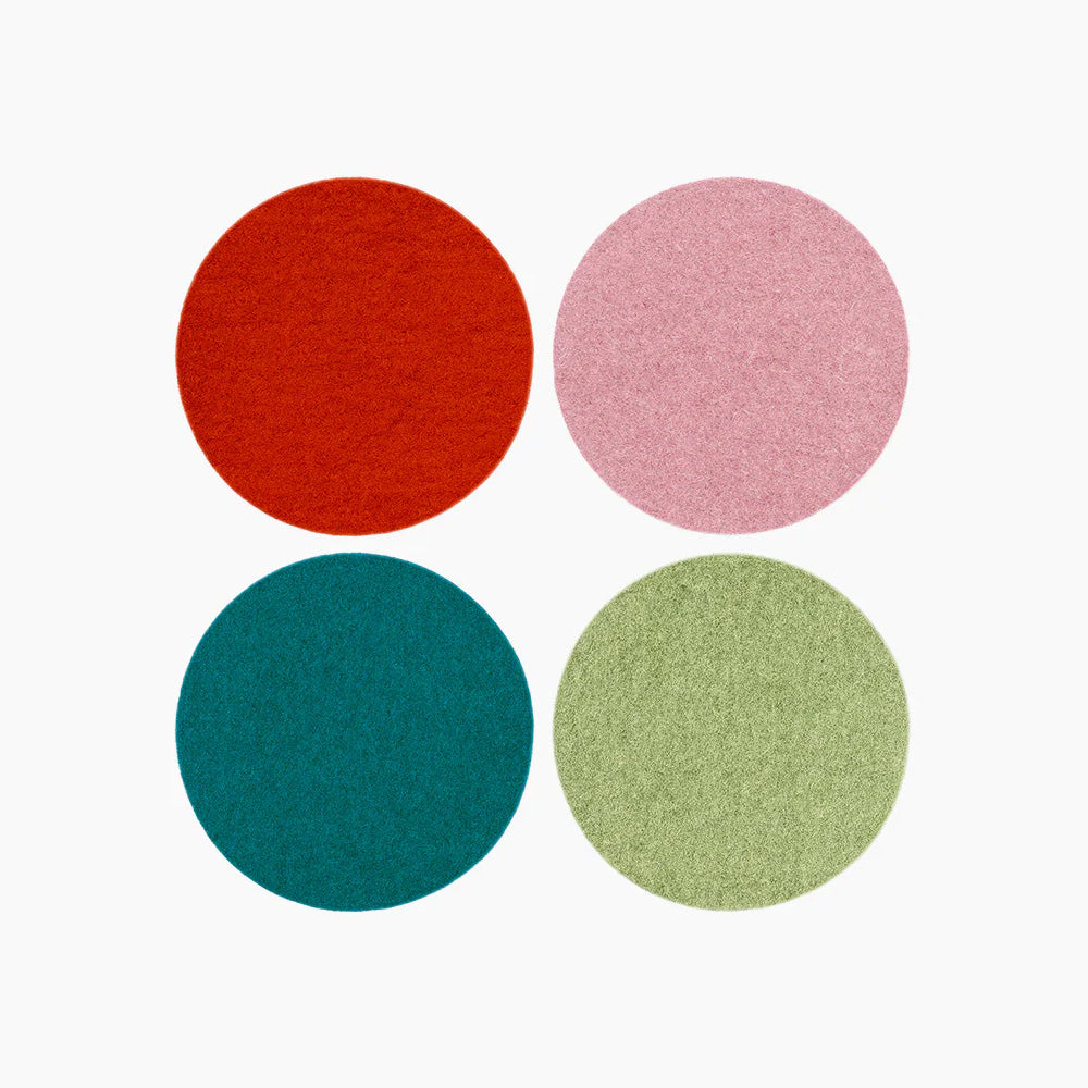 Round Felt Coaster Set - Happy