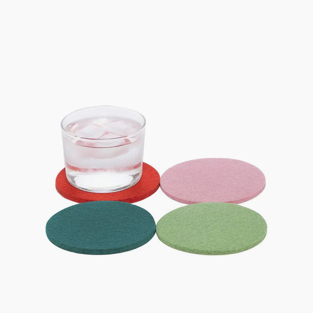 Round Felt Coaster Set - Happy