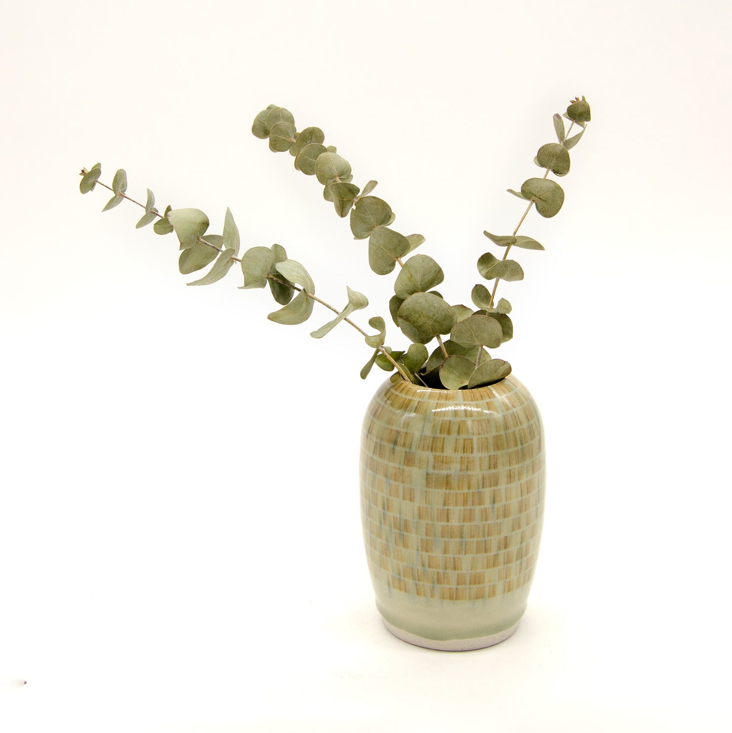 Olive Vase with Stripes by G. Ventura Ceramics