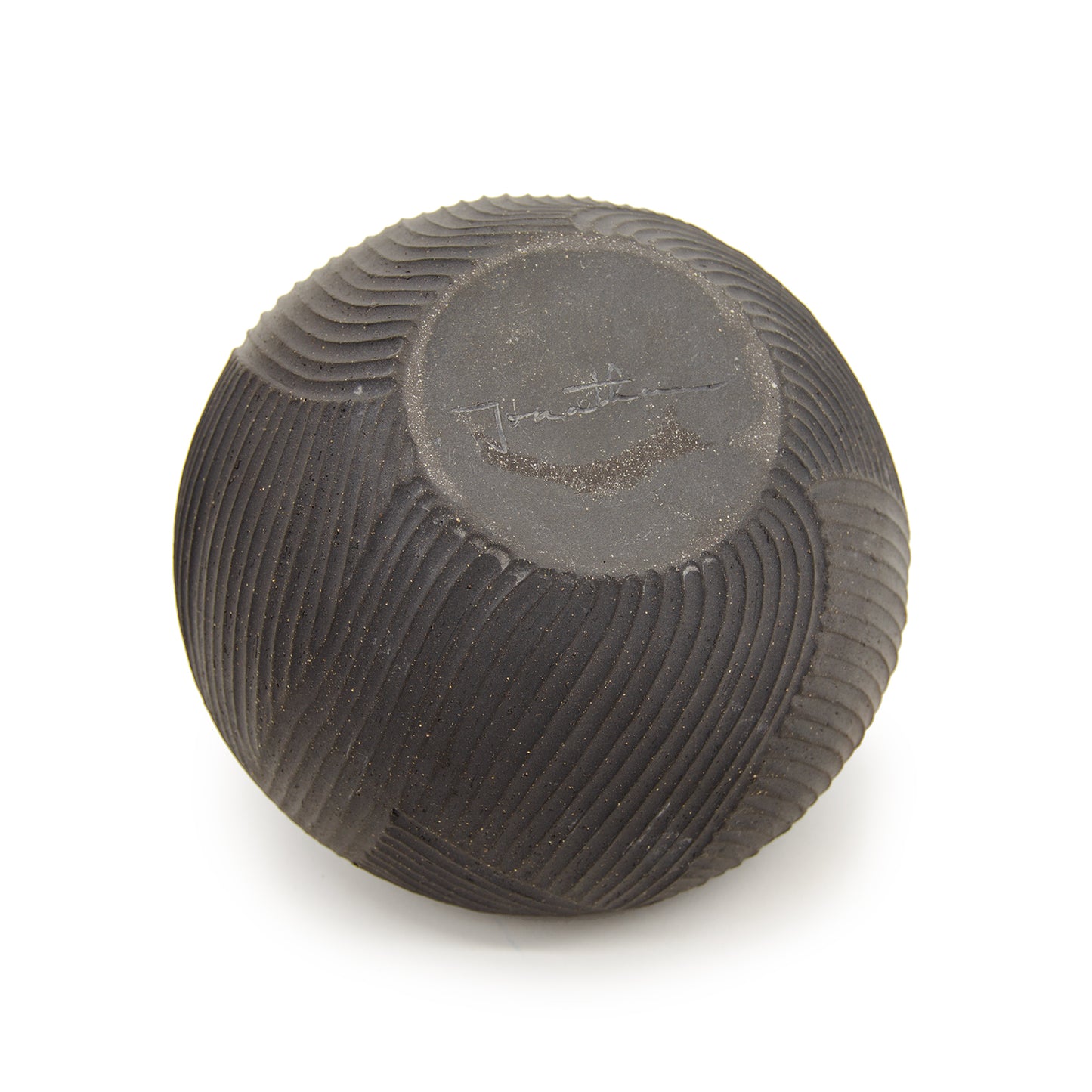 Carved Black Vase Wide by Jonathan Yamakami Ceramics