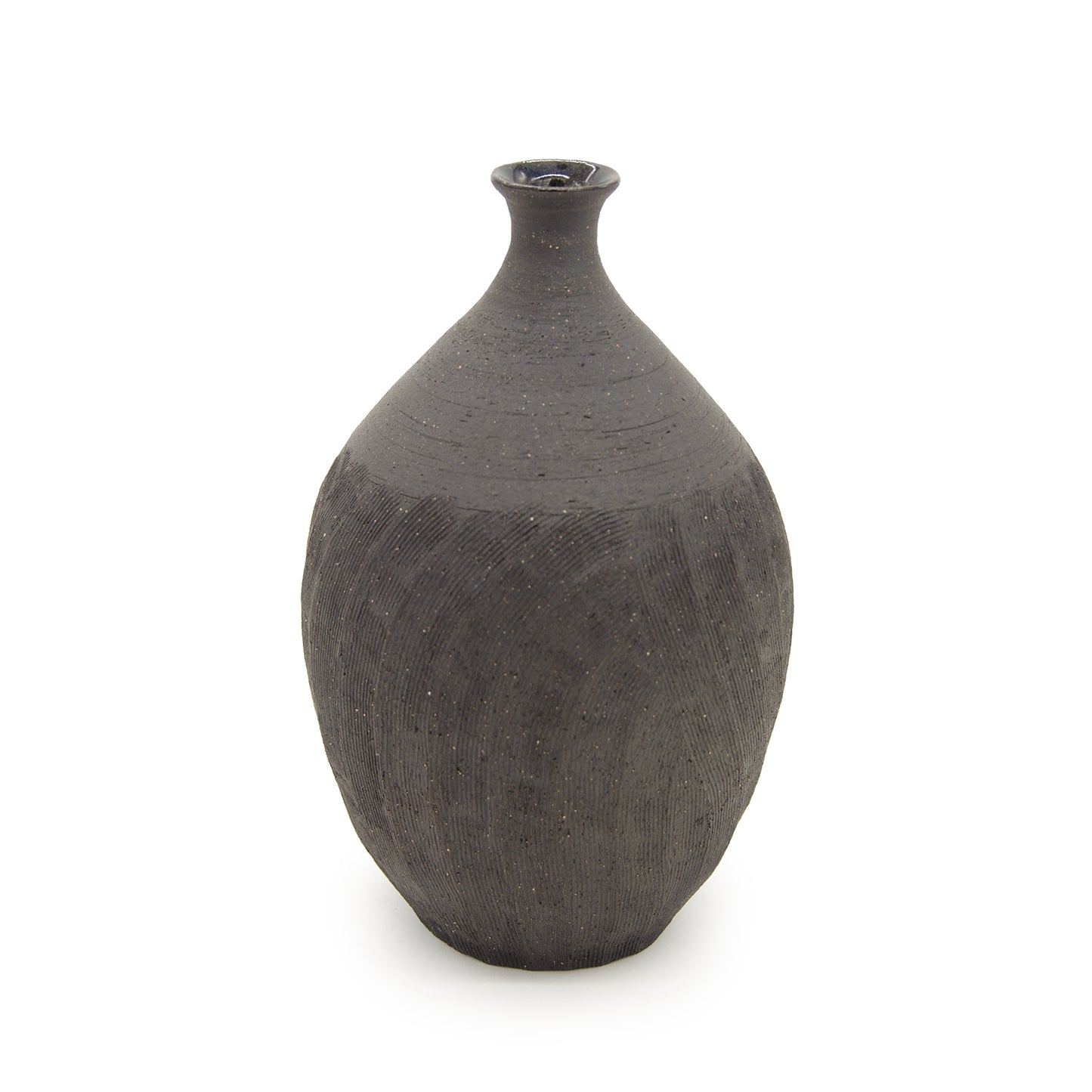 Carved Black Vase Tall by Jonathan Yamakami Ceramics