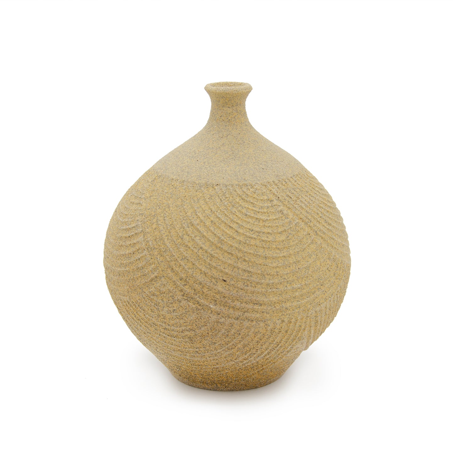 Carved Light Brown Bottle Vase by Jonathan Yamakami Ceramics