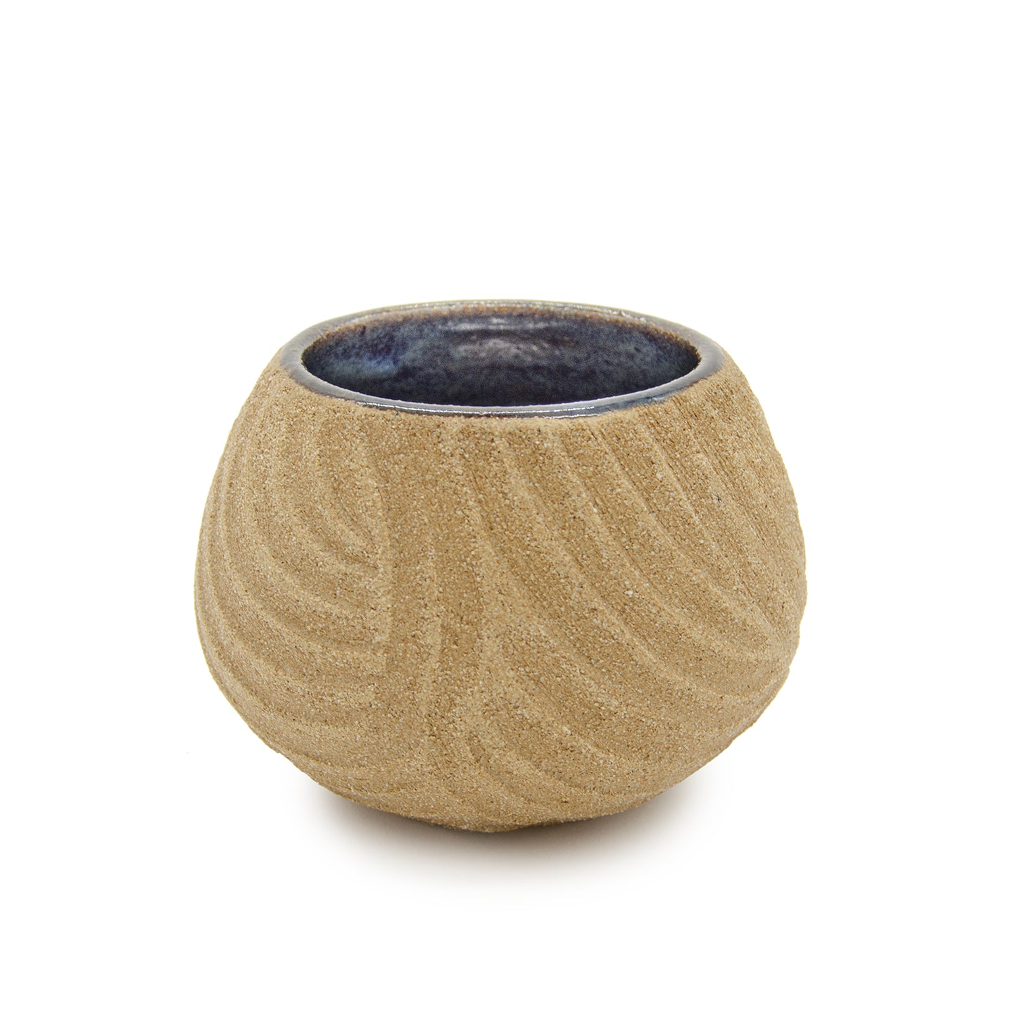 Carved Light Brown Low Vase by Jonathan Yamakami Ceramics