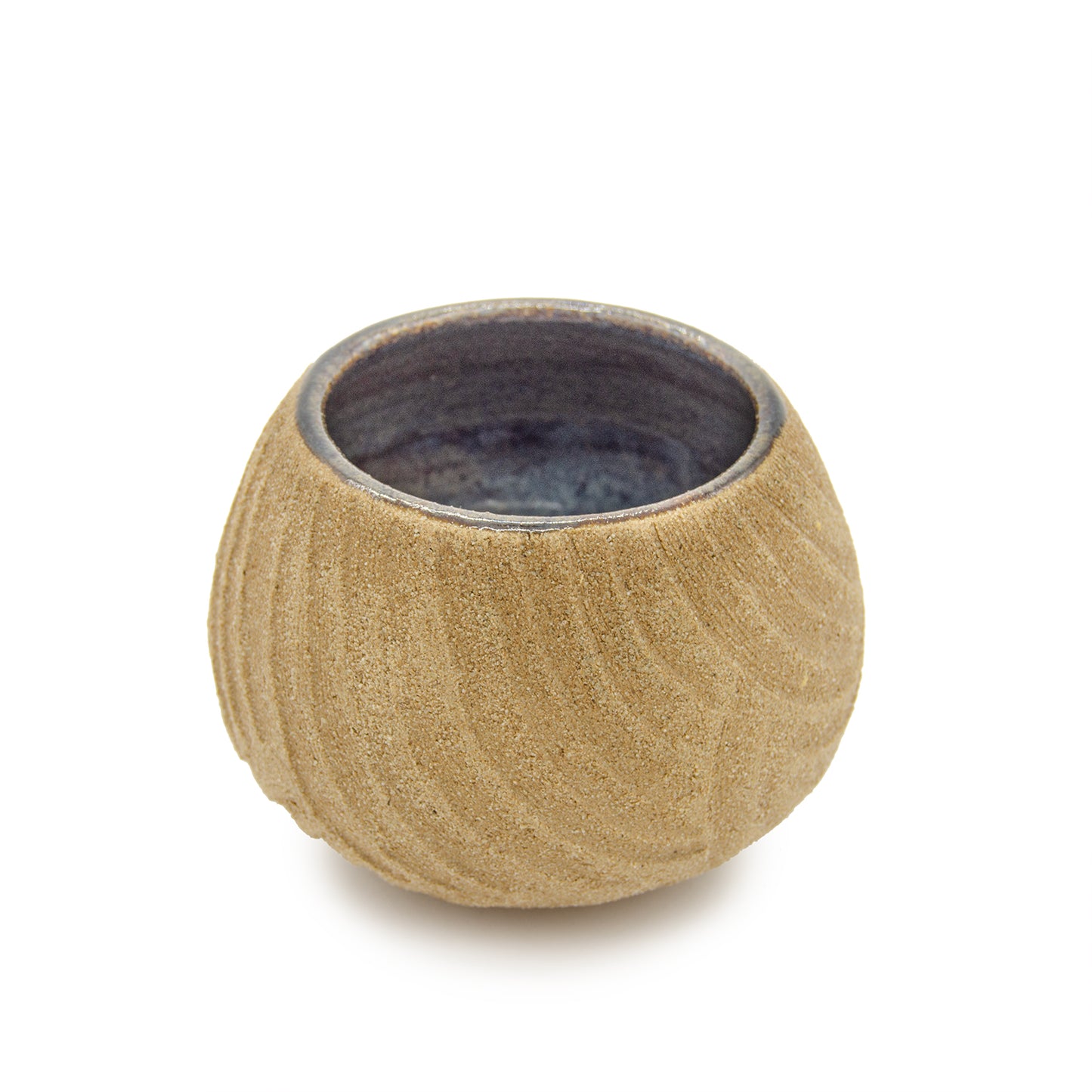 Carved Light Brown Low Vase by Jonathan Yamakami Ceramics