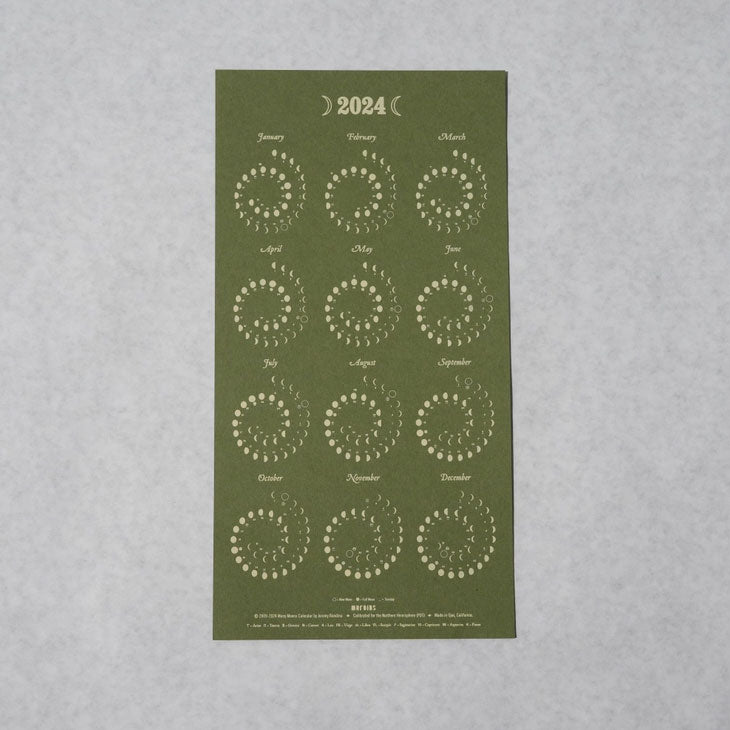 2024 Moon Calendar - Hemp Green