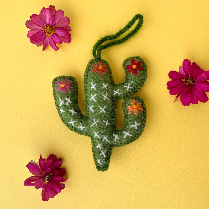Embroidered Cactus Ornament