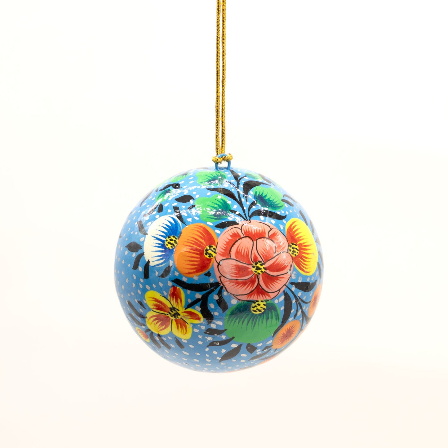 Floral Painted Papier Mache Ornament