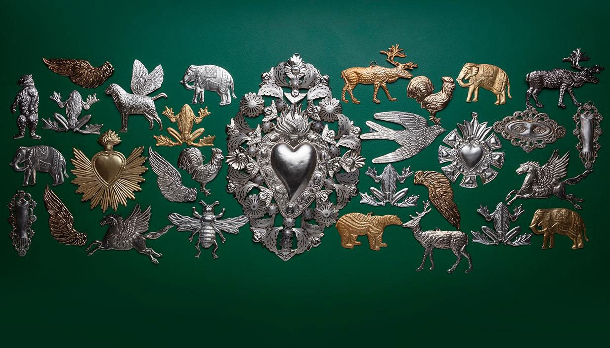 Pressed Metal Ornament - Dog with Wings