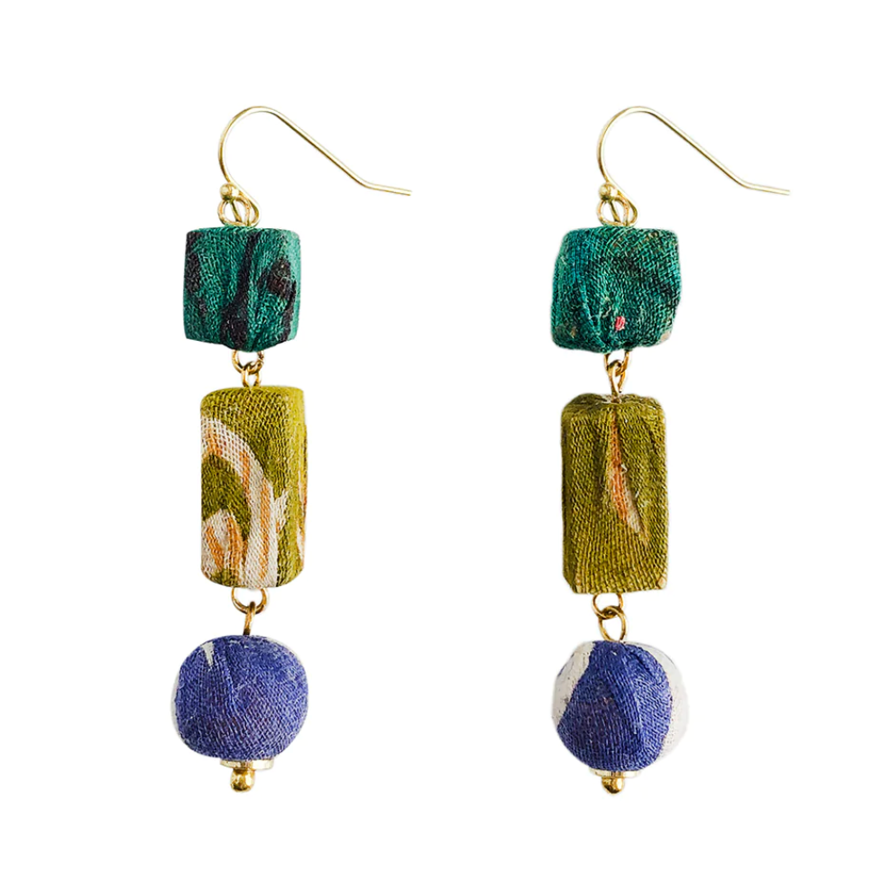 Linear Shapes Kantha Earrings