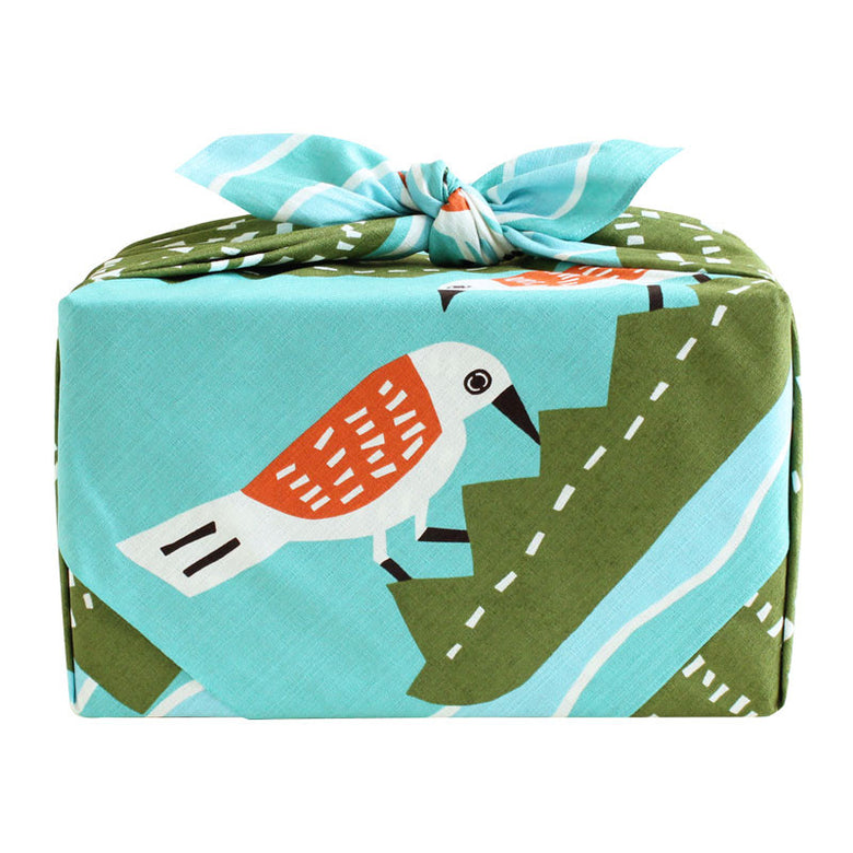 Furoshiki - Crocodile and Birds Blue